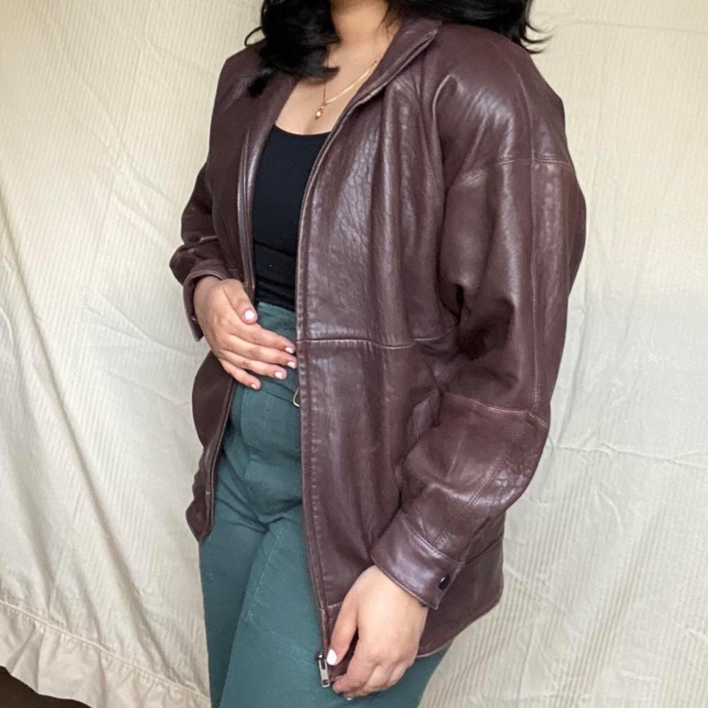 Vintage chocolate brown leather jacket. - large